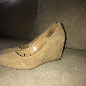 Beige Suede Wedge